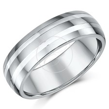 Tungsten Ring & Silver Striped