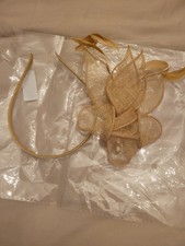 New Without Tags Gold Fascinator With Alice Band, Feathers Wedding Races