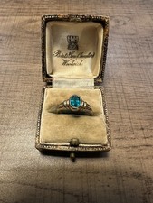 ladies 9ct 375 yellow gold Blue Topaz & Diamond Ring size P 2.4g