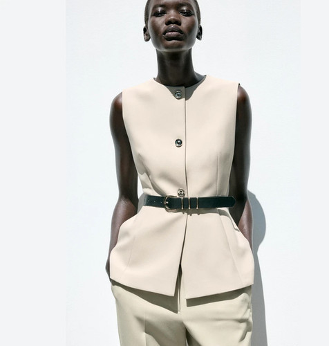 Zara womens long belted vest - womens,