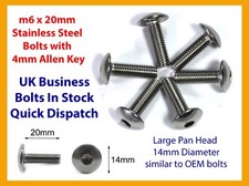 6x Stainless Steel Bolt m6 x 20mm Fairing Screw Big Pan Head for Honda Allen Key