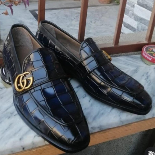 Handmade men blue crocodile