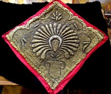 17th C Stumpwork Textile Antique Raised Work Gold Thread Embroidered Panel