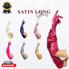 Ladies Long Satin Gloves Opera Evening Prom Elegant Wedding Fancy Party Dress