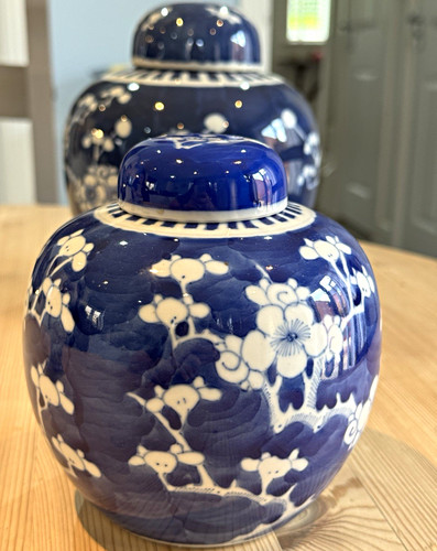 Blue white floral - blue,