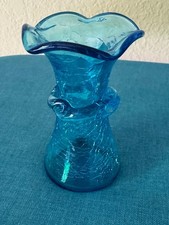 Blue Mini Crackle Glass Vase