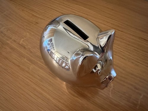 Silver plated piggy bank money - plated,