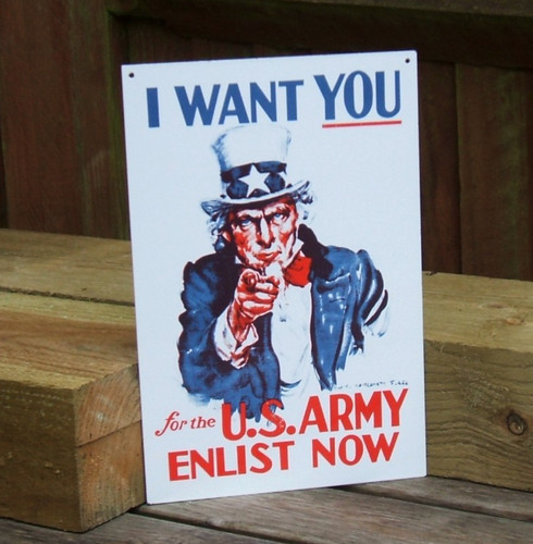 Enamel sign want - i,