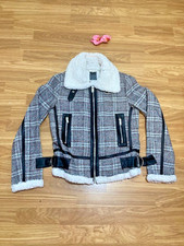 red/grey check womens biker