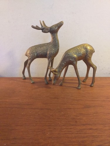 Vintage brass deer stag - vintage,