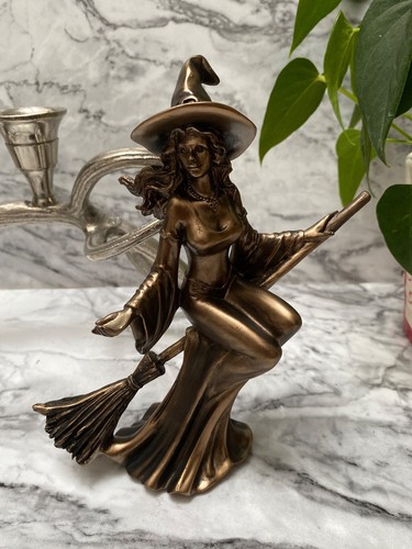 Witch riding broom - witch, cast