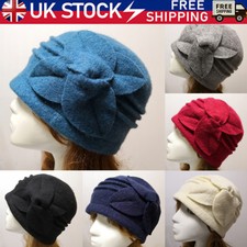 Women'Winter Vintage Elegant Wool Flower Felt Hat Ladies Cloche Bucket Hats  ---