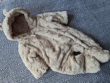 Baby Girls Pramsuit Fluffy Teddy All in One Warm Snowsuit Age 0-3 Months F&F