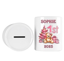 Personalised Baby's 1st Christmas Money Box Child Piggy Bank Baby Gift Memento