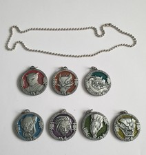 2003 VINTAGE JACKIE CHAN ADVENTURES METAL AMULETS x7 + CHAIN