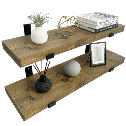 Wooden board wall shelf - 2x,