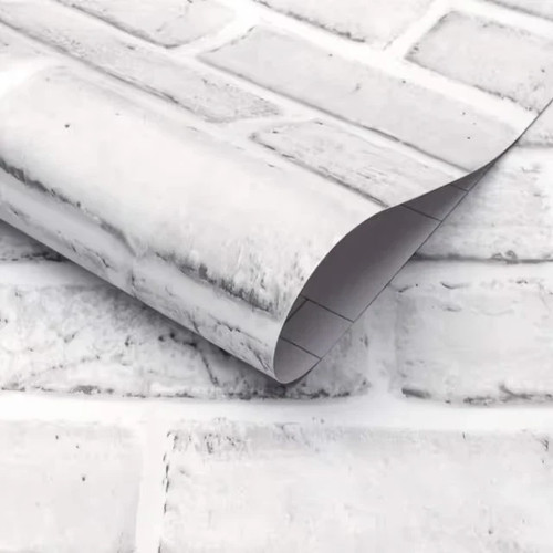 White grey brick - white, wallpaper