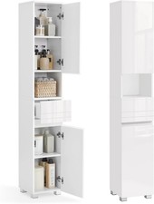 VASAGLE Tall Bathroom Cabinet, Slim Storage Cabinet, Narrow Cupboard, BBC560P31