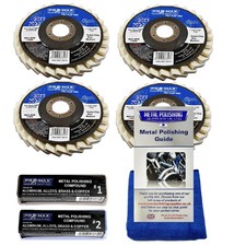 Angle Grinder Aluminium Brass Copper Metal Polishing Kit 7pc Felt Flap Pro-Max