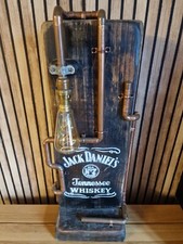 Jack Daniel's Decor Lamp brown staines wood and copper pipe - old fashioned bulb