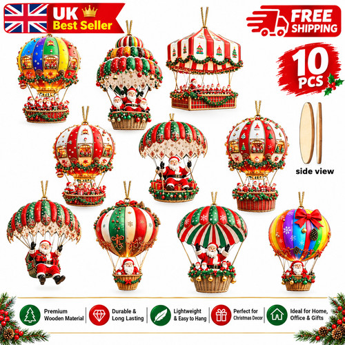 10pcs christmas wooden santa - christmas,