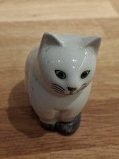 Quail Pottery Bianca Sitting Cat Figurine 3" 