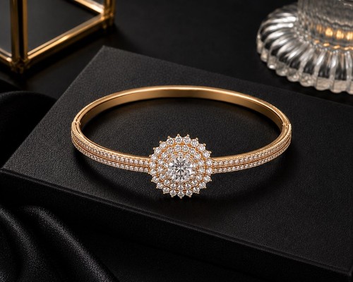 Gold tone halo bangle - halo,