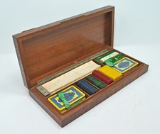Original Vintage Playing Cards Set Box Two Decks Poker Chips Yahtzee Die Set