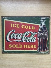 Coca Cola Sign - Metal - Rectangular - 40.5cm x 31.5cm