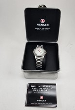 Vtg Wenger Mens Swiss Watch PowerBar SMT Design Water Resistant Stainless Steel