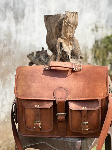 Handmade goatskin briefcase