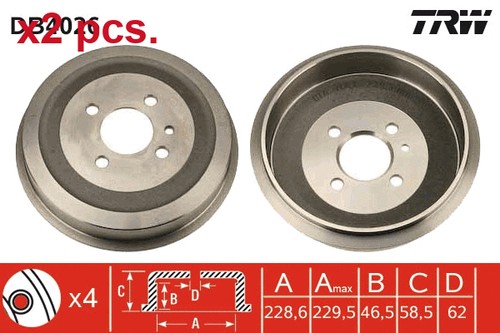 Pcs rear brake drum set - drum,