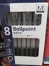 8 Ballpoint Black Pens Set with High-Quality Soft Rubber Non-Slip Grip