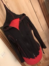 WITCHY BLACK ZIP HOODIE JACKET BLACK RED WICCA PAGAN HALLOWEEN COTTON BOHO HIPPY