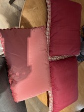 3 Pink Silk Cushions With Trim