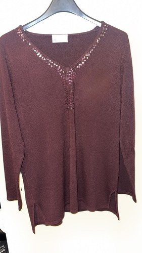 Bhs plum embellished neck - embellished, v-neck