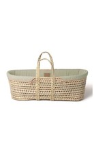 Clair de Lune Organic Palm Moses Basket Baby Bassinet 75 x 28 cm (Sage Green)