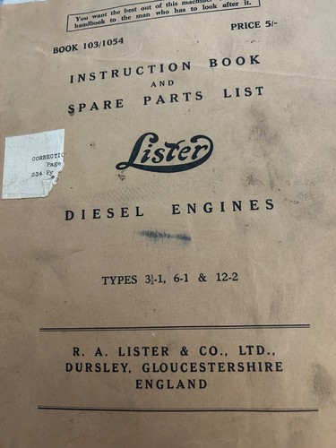 Vintage lister instruction - lister,