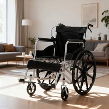 Lightweight Folding Wheelchair Attendant Brakes Leg Rest Supports Self Propelled