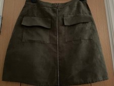 Khaki Faux Suede  Mini Skirt