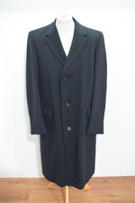 Aquascutum Mens Black Wool Cashmere Overcoat Size 42R Made in England