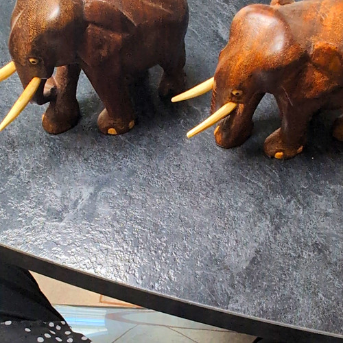Hand carved wooden elephant - carved,