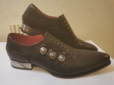 New Rock Winklepickers Shoes Size 43 9.5 Black Snakeskin Monk Strap Leather Rock