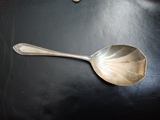 Vintage Silver Plated Sugar Shell Spoon  Ornatr Pattern On Handle