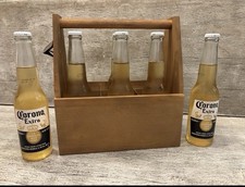 6 Pack Bottle Caddy Plain Wood