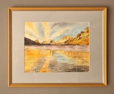 Landscape Watercolour Painting "Sunrise over Row Lake, Banff" by Allan Plumpton