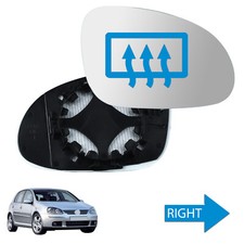 Heated Wing Side Rearview Mirror Glass Convex Right O/S For VW Golf MK5 2003-08