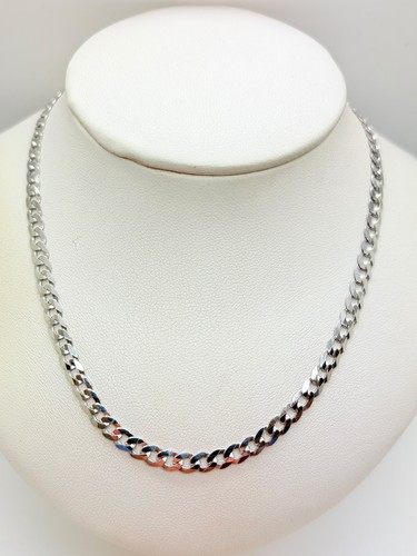 9ct white solid gold curb - solid,