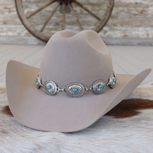 Silver concho hat band - concho,