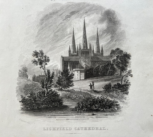 1830 antique print lichfield - 1830, print;
